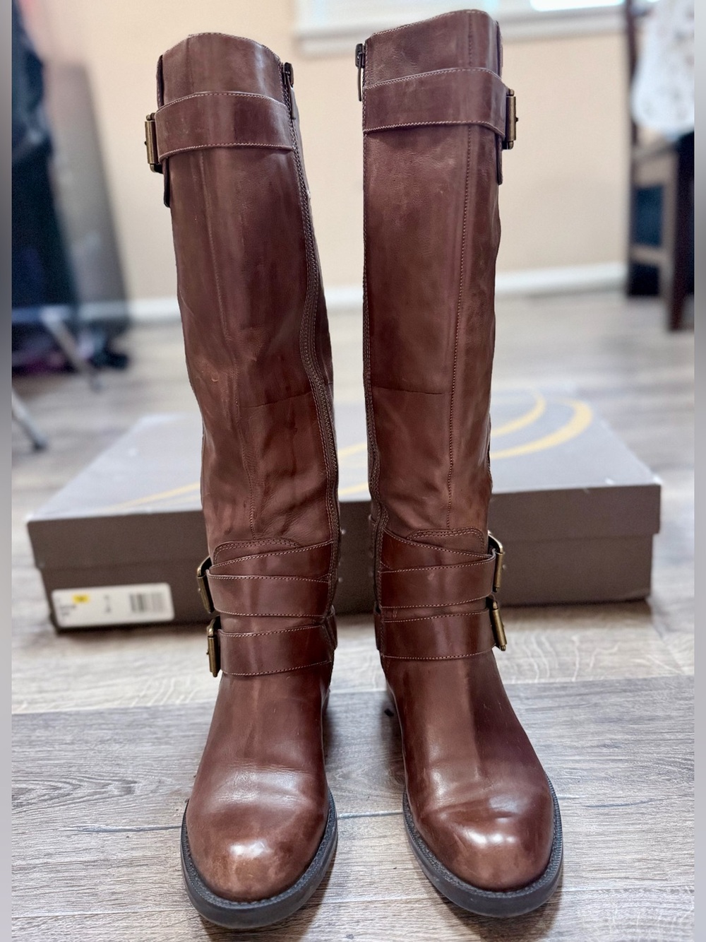 Enzo Angiolini Taupe Saylem leather knee high riding boots Size 6M